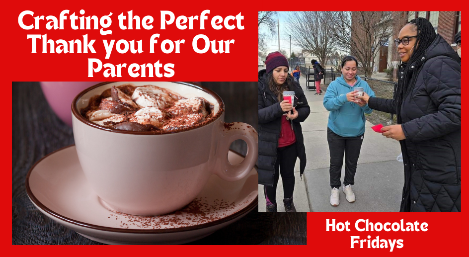 Principal Clayton gives two parents hot cocoa